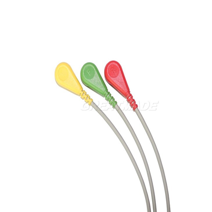 ECG Cable 7Pin 3-lead Wire Gilding Snap For CONTEC Patient Monitor CMS8000