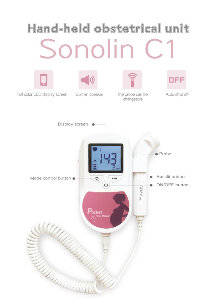 Baby Sound C C1 Fetal Doppler Monitor+Gel
